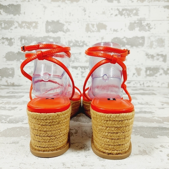 New Nine West Alexx3 Red Strappy Platform Wedge Sandals F802 - Picture 6 of 12